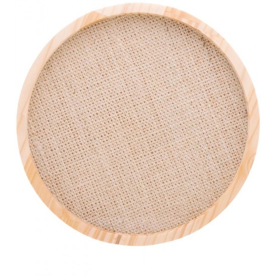 Bandeja 34cm Redonda De Madeira Com Sisal Pinus